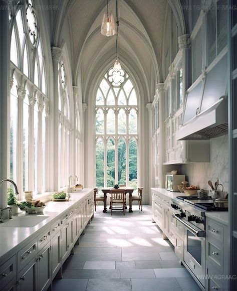 Photo gothic style kitchen | Premium Photo #Freepik #photo Gothic Style Kitchen, Gothic Revival Kitchen, Modern Gothic Kitchen, Mod Goth, Gothic Home Interior, Glass Rooms, Gothic Kitchen, Maid Cafe, Gothic Interior