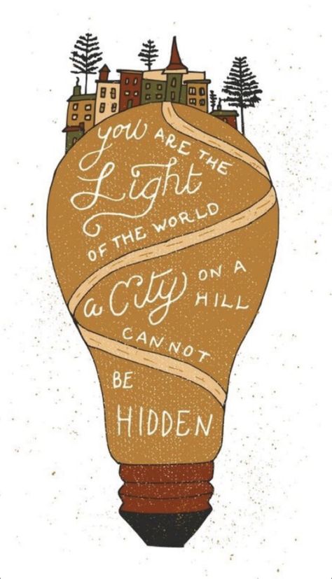 ❝You are the light of the world. A city on a hill cannot be hidden.❞ {Matthew 5:14} City On A Hill, Verse Bible, Catholic Bible, Gods Girl, Scripture Print, Bible Art Journaling, Bible Crafts, Light Of The World, A Hill