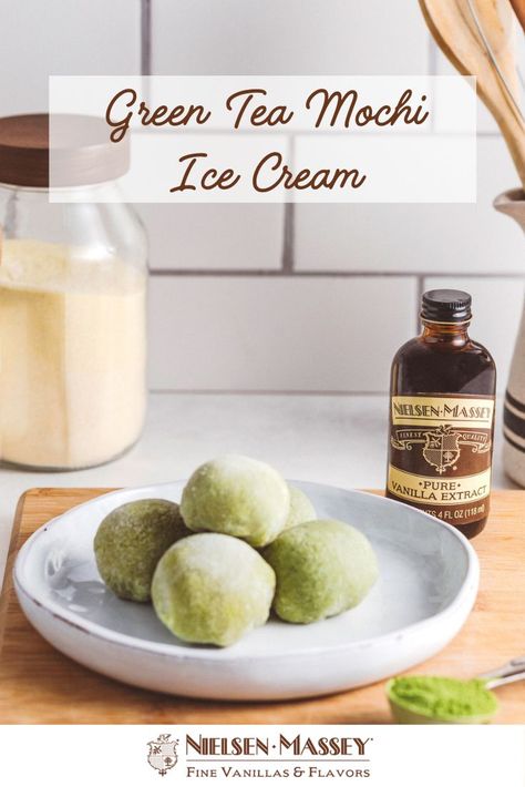 Mochi Ice Cream Recipe, Homemade Green Tea, Ice Cream Mochi, Cream Mochi, Green Tea Mochi, Hibachi Recipes, Matcha Mochi, Ice Cream Pudding, Mochi Ice