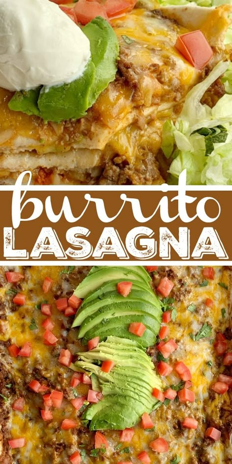 Burrito Lasagna, Beef Spanish Rice, Beef Burrito, Peachy Eyeshadow, Seasoned Ground Beef, Recipes Potato, Cheese Lasagna, Rice Recipes For Dinner, Recipes Soup