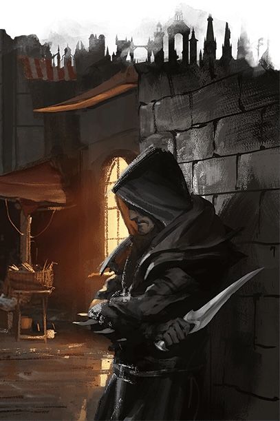 Human Rouge House Dimir Spies and assassins Dungeons & Dragons Guildmasters' Guide to Ravnica Dnd Assassin, Elves Kingdom, Fantasy Ranger, Fantasy Humans, D D Rogue, Rogue Dnd, Dnd Enemies, Rogue Character, Rogue Assassin