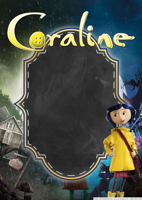 12 | Download Hundreds FREE PRINTABLE Birthday Invitation Templates Media Coraline Template, Coraline Birthday Invitation, Coraline Invitation, Coraline Party Ideas, Coraline Decorations Halloween, Coraline Birthday Party Ideas, Coraline Birthday Party, Birthday Invitation Template Free Editable, Coraline Theme