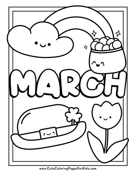 Happy Coloring Sheet, Spring Colouring Sheet, Spring Coloring Pages For Preschoolers, Coloring For Preschool, St Patrick's Day Coloring Pages Free, Spring Templates Free Printable, St Patricks Day Coloring Pages For Kids, March Arts And Crafts For Kids, March Coloring Pages Free Printable