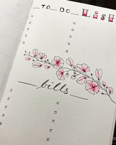 It’s amazing what joy some markers and a good pen can bring. Cherry blossoms were the inspiration for my May bujo theme. Cherry Blossom Bujo, Flower Bullet Journal Theme, Cherry Blossom Bullet Journal, Bujo Mai, 2023 Journaling, Bullet Drawing, Sakura Theme, April Bujo, 2023 Bujo