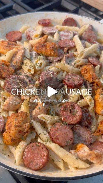 Chicken Sausage Alfredo Pasta, Britscookin Recipes, Alfredo Sausage Pasta, 30 Min Meals Easy Dinners, Chicken Sausage Alfredo, Chicken Alfredo Sauce Recipe, Chicken And Sausage Alfredo, Alfredo Pasta Recipes, Sausage Alfredo Pasta