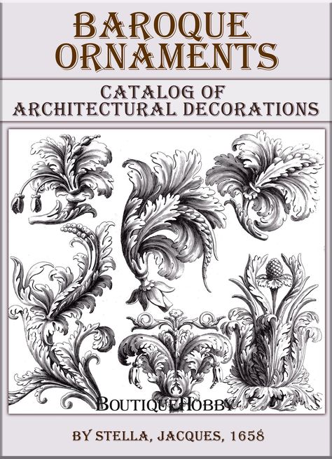 Vintage Baroque Ornament, Baroque Ornament Design, French Ornaments, Baroque Motifs, Baroque Frames, Ornament Drawing, Language French, Baroque Ornament, Historical Objects