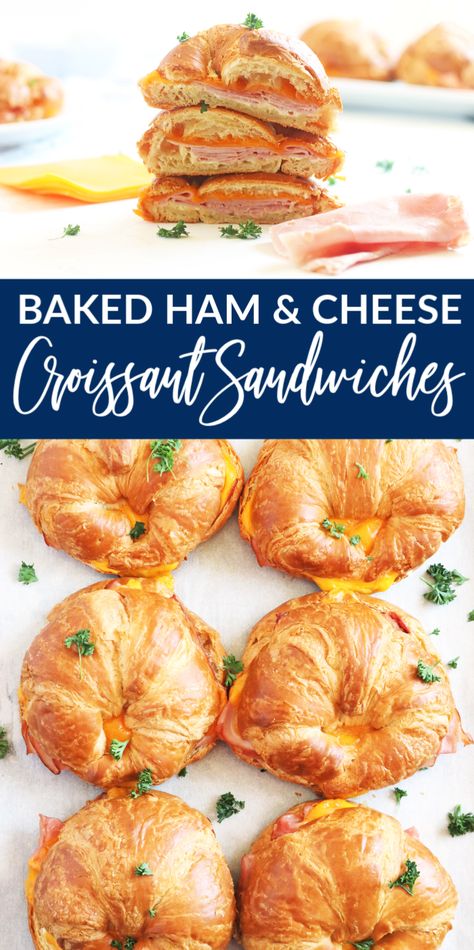 Easy Baked Ham, Ham And Cheese Croissants, Croissant Sandwiches, Croissants Recipe, Baked Sandwiches, Complete Meals, Ham And Cheese Croissant, Vacation Food, Grilled Ham And Cheese