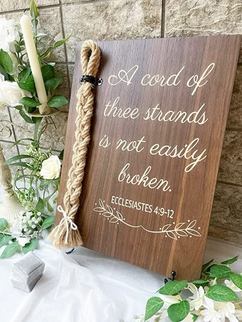 A Cord of Three Strands Wedding Sign, Bible Cross Wedding Unity Sign, Tie The Knot Ceremony - Strand of Three Cords Sign Ecclesiastes 4:9-12 Wedding ideas Three Strand Wedding Ceremony, Chord Of Three Strands Wedding, A Strand Of Three Cords Marriage, Three Fold Cord, Triple Braided Cord Wedding, 3 Strands Unity Ceremony, Unity Cord Of Three Strands, A Chord Of Three Strands, Wedding Unity Ceremony Ideas Christian