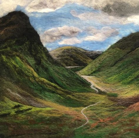 The View To Loch Achtriochtan Felt Wall Hanging, Wool Felt Projects, Wet Felting Projects, Felt Pictures, The Observer, Art Landscapes, Scottish Landscape, Wet Felt, Needle Felting Projects