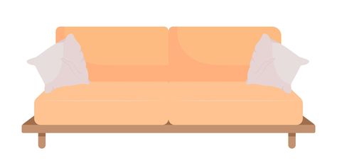 Sofa with pillows semi flat color vector object. Furniture for living room. Editable element. Full sized item on white. Simple cartoon style illustration for web graphic design and animation Sofa With Pillows, Furniture For Living Room, Web Graphic Design, Simple Cartoon, Color Vector, Flat Color, Cartoon Style, Cartoon Styles, Vector Art