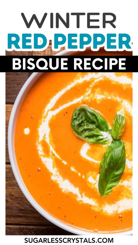 Warm up with this rich and velvety roasted red pepper bisque. Packed with roasted red bell peppers, garlic, onion, and finished with cream, this homemade bisque recipe is perfect for a chilly evening. Follow our easy soup recipe for a delightful winter dinner that will elevate your dining experience. Learn how to make red pepper bisque with our step-by-step guide. Ideal for winter lunch recipes and cozy dinners. Red Pepper Bisque Soup, Winter Lunch Recipes, Roasted Red Pepper Bisque, Red Pepper Bisque, Quick Fall Dinner, Cozy Winter Dinner, Easy Winter Soups, Winter Lunch, Cozy Dinners