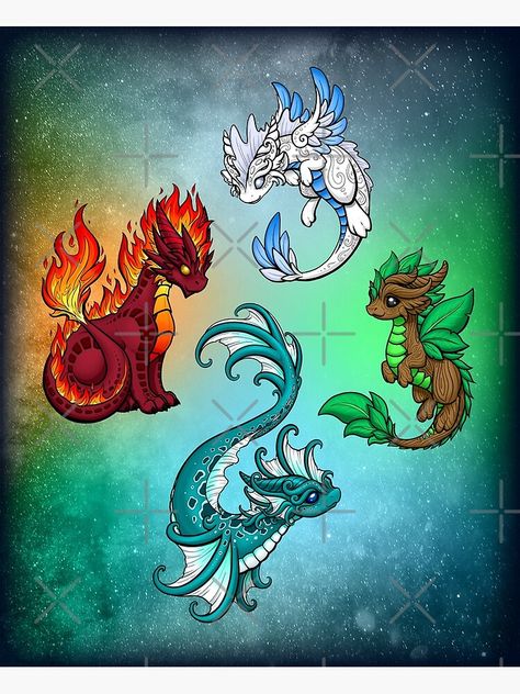 Elements Dragons, Dragon Drawing Tattoo, Dragons Drawings, Dragons And Beasties, Baby Dragon Art, Drawing Dragons, Elemental Dragons, Element Art, Cute Dragon Drawing