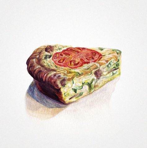 Sara Zin Sausage Quiche, Watercolor Food Illustration, Vegetable Quiche, Beautiful Breakfast, Food Illustration Art, Watercolor Food, Illustration Food, Quiche Recipes, Breakfast Recipe