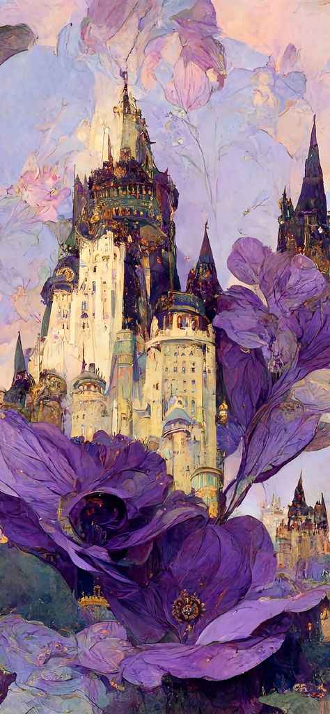 Purple Fairytale, Purple Whimsical Aesthetic, Purple Castle, Purple Royalty Aesthetic, Disney Movies List, Architecture Drawing Art, Mood Board Fashion, Color Stories, Bts Wallpaper