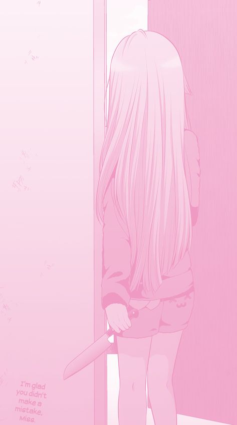 Pink Knife, Dangerous Love, Anime Quotes, Aesthetic Anime, A Girl, Anime Wallpaper, Wall, Hair, Anime