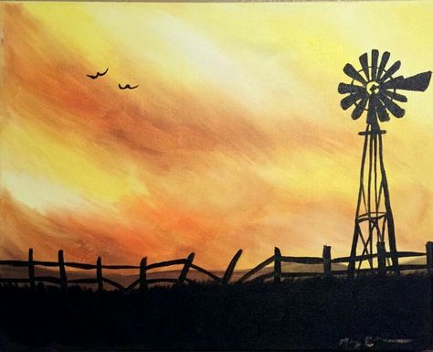 Drinking Painting, Wine Palette, Social Painting, Social Drinking, Windmill Art, Painting Parties, Farm Paintings, Western Paintings, Silhouette Painting