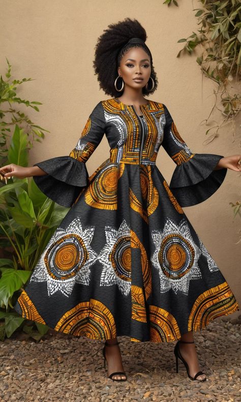 African Ruffle Sleeve Jacket Dress Sewing Pattern, Front Zipper Dress, Traditional Dress, African Ankara Dress, Tribe Dress, Maxi Dress - Etsy Ankara Long Dress Styles For Women, Formal African Dresses, Vitenge Dresses Designs Unique, Makoti Dresses African Women, African Attire Patterns, Traditional Dress African, African Dresses For Women Classy, African Dress Styles, Front Zipper Dress