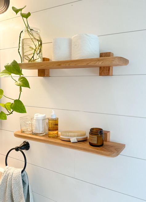 Floating Shelf / Modern Floating Shelf / Kitchen Shelves / Bathroom Shelf / Rounded Edge Floating Shelf / Wooden Handmade Shelf / - Etsy Floating Shelf Spa, Diy Floating Bathroom Shelves, Floating Wood Shelves Bathroom, Wooden Shelf Bathroom, Bathroom Floating Shelves Above Toilet, Wooden Bathroom Shelf, Diy Bathroom Shelf, Floating Shelves For Bathroom, Floating Shelf Modern