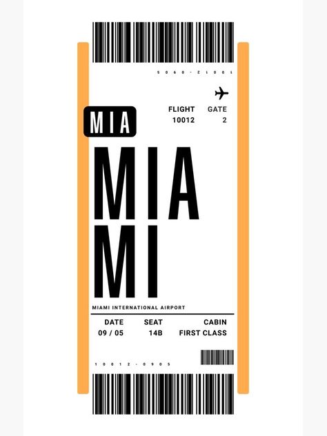 Ticket Aesthetic Plane, Plane Ticket Graphic Design, Boarding Pass Wallpaper, Boarding Ticket Design, Miami Vision Board, Plane Ticket Aesthetic, Boarding Pass Aesthetic, Airplane Ticket Design, Air Ticket Design