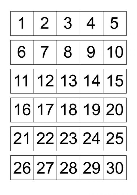 numbers 1 -30 for kids printable Number Chart 1 20, Printable Calendar Numbers, Large Printable Numbers, Number Worksheets Kindergarten, Free Printable Numbers, Numbers Printable, Free Calendar Template, Calendar Numbers, Number Chart