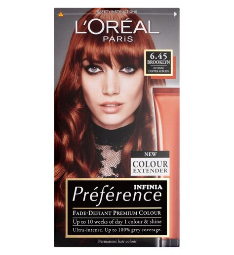 Preference 645 Brooklyn Copper Auburn Permanent Hair Dye Loreal Preference, Auburn Hair Dye, Loreal Hair Color, Loreal Hair, Black Henna, Color Locks, Chin Length Hair, Hair Color Auburn, Gray Coverage