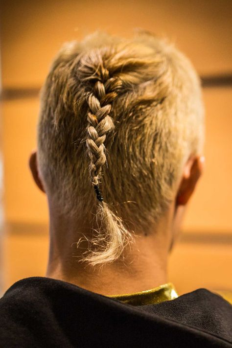 Rat Tail Haircut, Soft Braids, Proposal Photoshoot, Tail Hairstyle, Gents Hair Style, Rat Tail, Ancient Animals, Mens Fashion Photography, Short Blonde