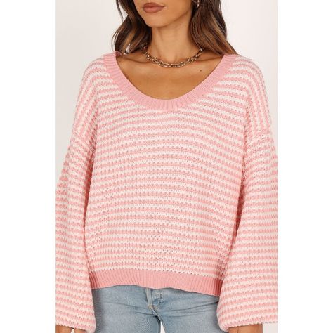 This knit sweater is a must-have for any wardrobe! The round neckline and long sleeves with rubbed cuffs give it a classic feel, while the pink stripe pattern adds a splash of fun. The pull on design creates an easy, relaxed fit that makes it perfect for weekend wear. Stripe Knit Sweater, Petal And Pup, Waffle Stitch, Fall Fits, Weekend Wear, On Design, Designer Clothes For Men, Preppy Outfits, Dream Clothes