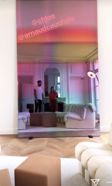 Rainbow mirror at Chloe Mural Around Mirror, Coloured Mirror, Gradient Mirror, Rainbow Mirror, Colored Mirror, Old Mirror, Resin Art Painting, Studio Apartment Decorating, Cute Room Decor