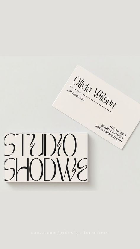 Beige Black Contemporary Creative Typography Business Card - FREE Canva Pro Template Calling Card Aesthetic, Chic Business Card Design, Business Card Creative Ideas, Fancy Business Cards, Sleek Business Cards, Business Card Examples, Business Card Elegant, Graphic Designer Business Card Creative, Business Card Aesthetic