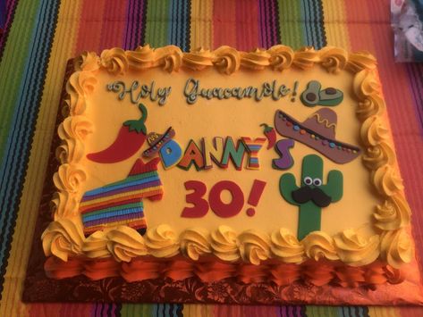 30 Mexican Birthday Party, 30th Mexican Birthday Party, Adios To My 20s Party Fiesta, 30th Birthday Taco Theme, 30th Birthday Mexican Theme, Fiesta Cake, Dirty 30, Strawberry Buttercream, Strawberry Filling