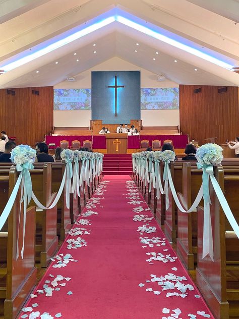 Basic-05 SkyBlue| theme colour: Sky Blue, Ice Mint and Aqua Sky Blue Wedding Decorations, Sky Blue Weddings, Wedding Color Schemes Spring, Wedding Ceremony Seating, Wedding Church Decor, Blue Wedding Decorations, Wedding Chair Decorations, Wedding Church, Wedding Chair