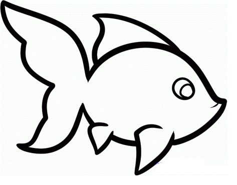 Cartoon Drawings Of Fish Goldfish Template, Easy Fish Drawing, Animal Sketches Easy, Easy Pencil Drawings, Easy Pictures To Draw, Fish Outline, Fish Sketch, Easy Animal Drawings, Fish Template