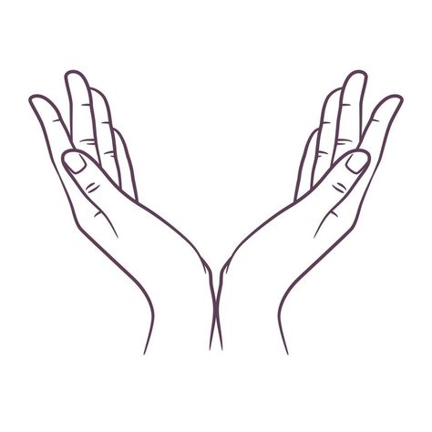 Praying Hands Clipart, Hand Holding Something, Hand Outline, Hand Clipart, Hand Lines, Line Art Vector, Small Drawings, Praying Hands, Hand Logo