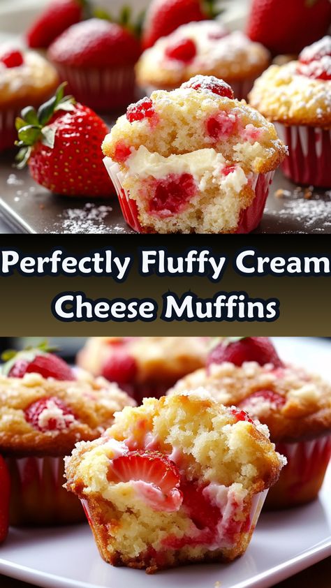 Strawberry Cream Cheese Muffins, Cream Cheese Muffins, Breakfast Brunch Ideas, Game Snacks, Cheese Muffins, Afternoon Coffee, Strawberry Cream Cheese, Breakfast Table, Brunch Ideas