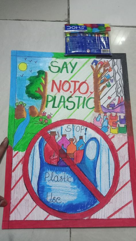 Say no to plastic Stop Plastic Use Poster Drawing, No Plastic Poster Creative, No Plastic Poster Drawing, Ban Plastic Poster Drawing, Planet Vs Plastic Poster, Say No To Plastic Posters Drawing, Say No To Plastic Drawing, Poster Membuang Sampah Pada Tempatnya, Poster Lingkungan Hidup Simple