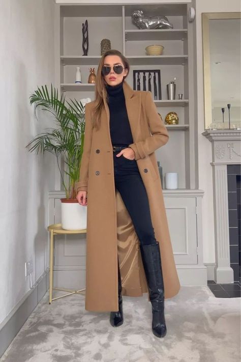 Tan Coat Outfit Winter, Winter Coat Outfits Casual, Tan Coat Outfit, Women Coat Outfit, Brown Coat Outfit, Old Money Winter, Coat Outfit Casual, Long Coat Outfit, Camel Coat Outfit