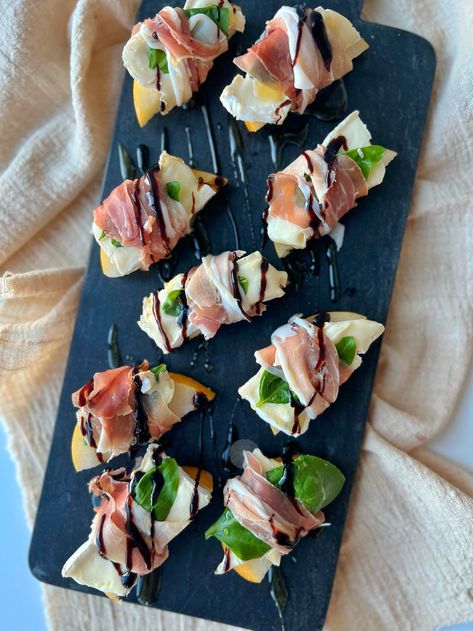 Pear and Prosciutto Wrap Ups — A Place for Everyone Pear Recipes Appetizer, Pear Brie Prosciutto Appetizer, Procuitto Pear Appetizer, Pear And Prosciutto Crostini, Prosciutto Pear Appetizer, Pear Cheese Appetizer, Pear Snack Ideas, Proscuitto Brie Appetizers, Pear And Prosciutto Appetizers