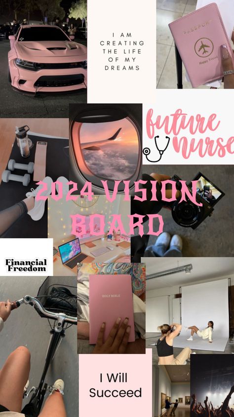 Nursing School Inspiration, Nursing Goals, Nursing Motivation, Vision Board Collage, Dream Life Goals, Nursing School Essential, Manifesting Vision Board, Vision Board Examples, Nursing School Motivation