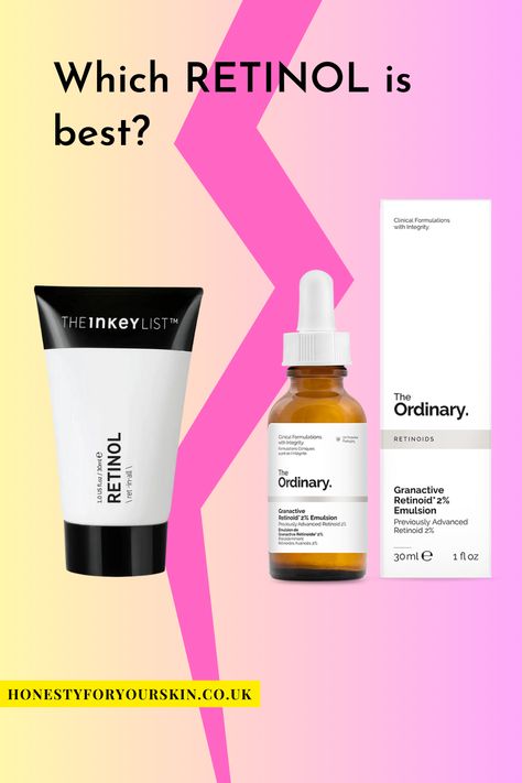 An in depth review of retinol and retinoid products plus the retinol ladder and how to choose your best retinol. anti-aging skincare | the ordinary retinol | the INKEY list retinol #honestyforyourskin Retinoid Products, Best Retinol Eye Cream, The Inkey List Retinol, Best Retinol Products, Inkey List Retinol, Skincare The Ordinary, Reverse Wrinkles, Ordinary Retinol, What Is Retinol