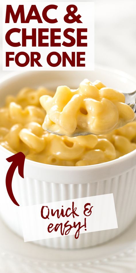 How to make quick and easy mac and cheese for one, perfect for a fast lunch or dinner. Macaroni And Cheese For One, Mac And Cheese For One, Recipe For Mac And Cheese, Quick Mac And Cheese, Pastina Recipes, Easy Mac N Cheese Recipe, Recipes French, Recipe For 1, Easy Mac And Cheese