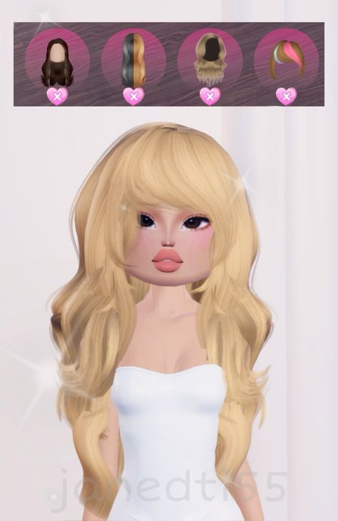 Fav Aesthetic Dti Outfit, Fav Aesthetic Outfit, Dti Outfits Hair Combos, Dti Roblox Hair Combos, Fav Aesthetic Dress To Impress Outfit, Make Up Combos Dti, Dti Outfit Hacks Hair, Hair Ideas Dress To Impress, Dti Hacks Hair