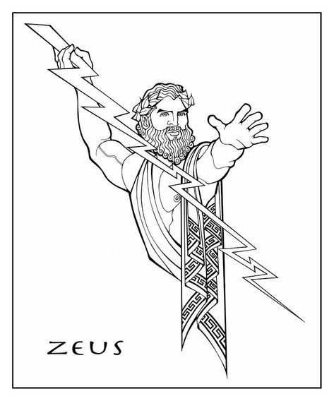 Coloring page: Greek Mythology (Gods and Goddesses) #109802 - Printable coloring pages Zeus Drawing, Zeus Greek Mythology, Greek Drawing, Zeus Greek, Zeus Tattoo, Greek Mythology Gods, Greek Mythology Tattoos, Mythology Tattoos, Greek Gods And Goddesses