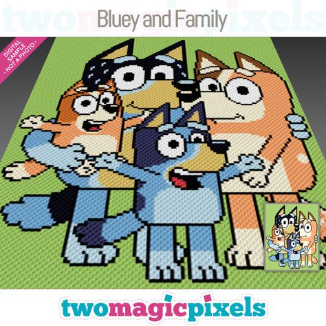 C2c Crochet Bluey, Bluey Bingo Crochet Blanket, Bluey Bingo Knitting Pattern, Bluey Crochet Blanket Pattern, Bluey Quilt Pattern, Bluey Bingo Cross Stitch Pattern, Bluey Bingo Crochet Pattern, Crochet Bluey Blanket Free Pattern, Crochet Bluey Blanket