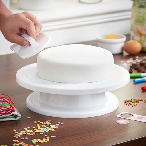 27 Products To Take Your Bakes From Amateur To Showstopper Cake Decorating Airbrush, Turntable Cake, Cake Decorating Turntable, Rotating Cake Stand, Display Cake, Two Layer Cakes, Cake Decorating Icing, How To Make Icing, Cake Stand Display