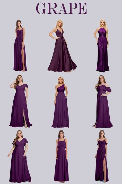 Grape Bridesmaid Dresses, Sweetheart Bridesmaids Dresses, Purple Bridesmaid Dresses, Tulle Bridesmaid Dress, Lace Bridesmaids, Kinds Of Colors, Lace Bridesmaid Dresses, Chiffon Ruffle, Bridesmaid Gown