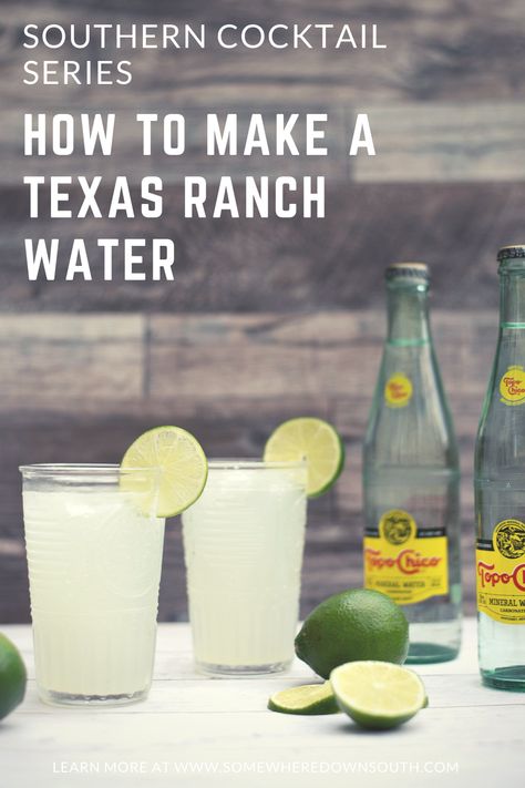 Texas Ranch Water, Ranch Water Recipe, Ranch Water, Texas Ranch, Boozy Drinks, Mixed Drinks Recipes, Cocktail Drinks Recipes, Summer Cocktail, Alcohol Drink Recipes