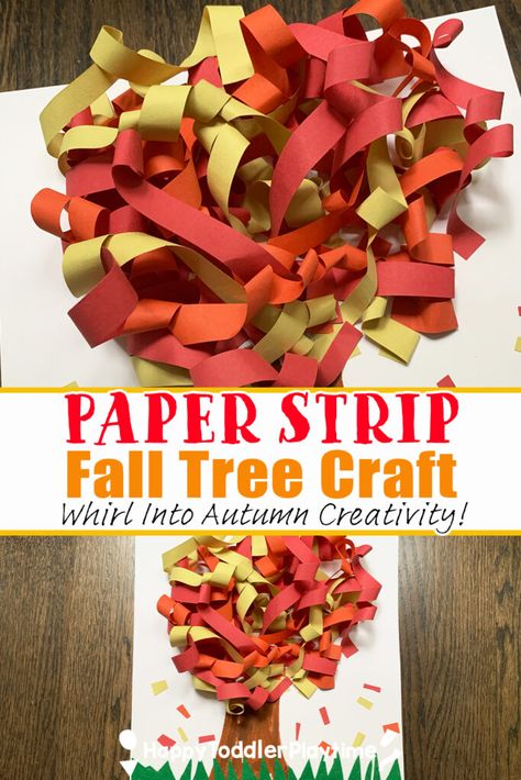 Paper Strip Fall Tree Craft Tissue Paper Trees, Paper Tree Craft, Fall Tree Craft, Fall Crafts For Toddlers, Fall Arts And Crafts, Autumn Paper, Tree Templates, Fall Tree, Tree Craft