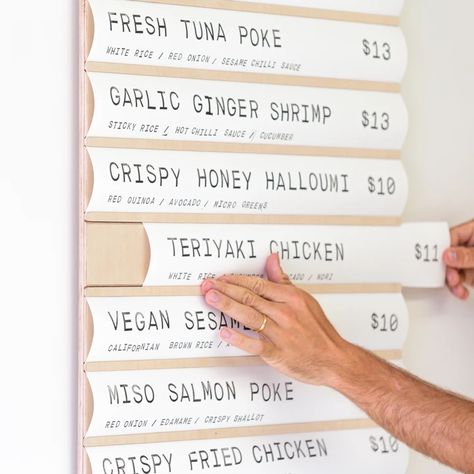 Paper Rollers and Pads | Wall-Mounted Paper Rolls & Dispensers – George and Willy Cafe Signage, Menu Signage, Menu Board Design, George And Willy, Miso Salmon, Hanging Drying Rack, Tuna Poke, Menu Boards, Paper Dispenser