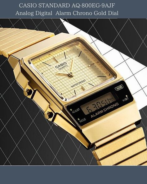 【CASIO STANDARD AQ-800EG-9AJF Analog Digital Alarm Chrono Gold Dial】 【Feature】 12-Hour Dial, Alarm, Date Indicator, Day Indicator, World Time, 24-Hour Dial, Stopwatch Movement :Quartz #CASIO #STANDARD #AQ-800EG-9AJF #AnalogDigital #AlarmChrono #GoldDial #watches #wristwatch #watchaddict #luxurywatches #japanesewatch #ebay #ebaystore #ebayseller #ebaywatches Casio Analog Watch, Casio A168, Casio Aq 800, Casio W-800h, Casio A158wa-1, Ebay Seller, Luxury Watches, Ebay Store, Wrist Watch