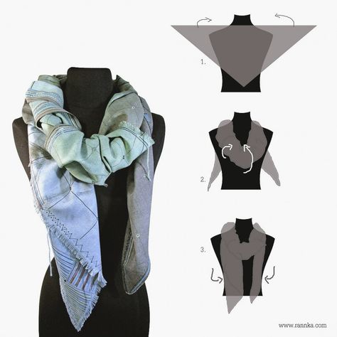 5-how-to-style-a-large-triangle-scarf Style A Scarf, Wear A Scarf, Scarf Knots, Bold Statement Necklaces, How To Wear A Scarf, Scarf Shirt, Tie Scarf, Scarf Belt, Triangle Scarf